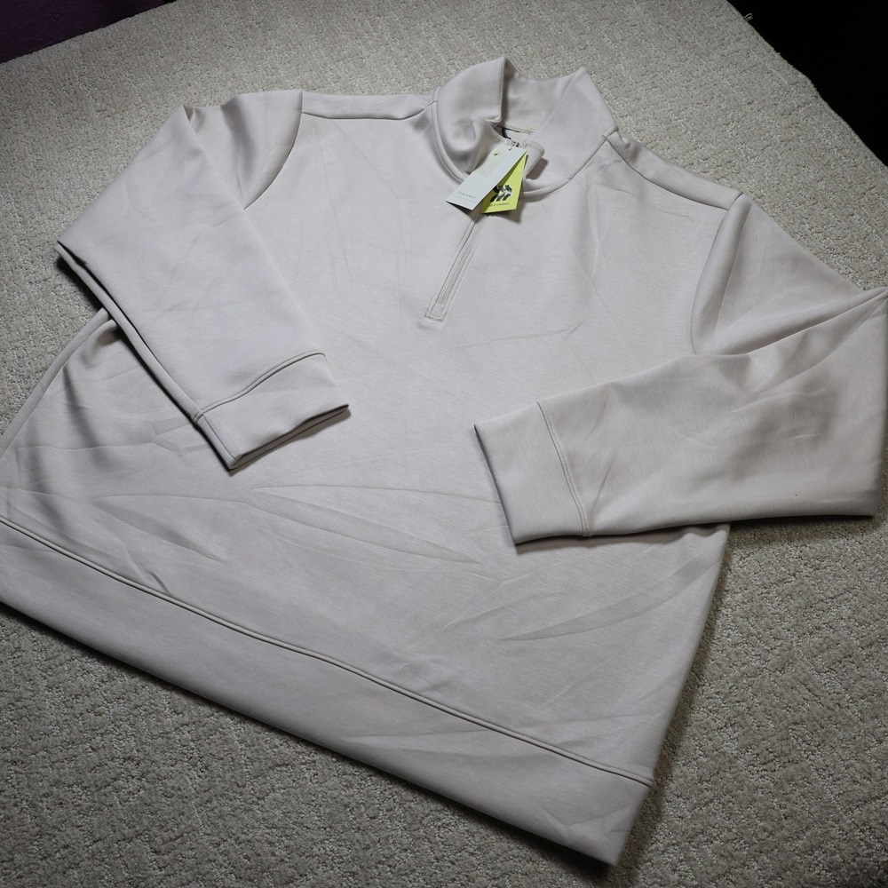 All in Motion Mens XXL Sleek Spacer 1/2 Zip Pullover Stone Beige Mock Neck NEW